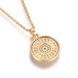 Stainless Steel Pendant Necklace Cubic Zirconia Pendants Eye Gold 17" Z445