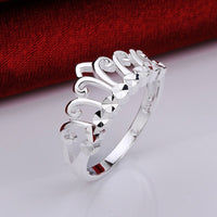 Sterling Silver Plated Fashion Ring Women Crown B132