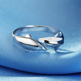 Fashion Style Brass Dolphin Lover Cuff Ring platinum Size 6 Adjustable 16mm P389