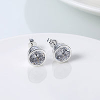 Sterling Silver Plated Earrings Stud AAA Zirconia Push Back .4" L335