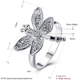 Sterling Silver Plated Fashion Ring Women Dragonfly B352