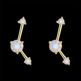 Yellow Gold Plated Earrings  Stud AAA Zirconia Opal Push Back Clasp L490