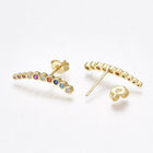 Micro Pave Cubic Zirconia Ear Studs Earring Backs Gold 4.5x21mm Pin 0.7mm P351