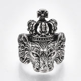 Alloy Cuff Finger Ring Wide Ring Lion Antique Silver Size 9 Adjustable 9mm P445