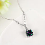 Platinum Plated Necklace Pendant AAA Zirconia Multicolor Lobster Clasp B353