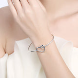 Sterling Silver Plated Bracelet  Heart Adjustable 21MM  Hook L179