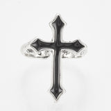 Alloy Cuff Finger Ring Enamel Cross Antique Silver Size 9 Adjustable 19mm P401