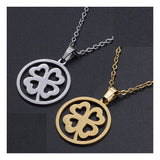 Stainless Steel Pendant Necklace Lobster Clover Silver Gold 17.71" 1.5mm P82