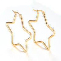 Vacuum Plating 304 Stainless Steel Hoop Earrings Star Gold 39x38x2mm 1mm P214