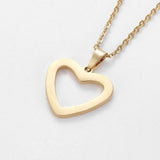 Stainless Steel Set Earring Pendant Necklace Heart Gold 18"" P774