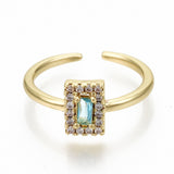 Cuff Rings Open Rings Cubir Zirconia Rectangle Gold Z732