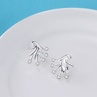 Sterling Silver Plated Earrings Flower Stud Push Back Clasp L697