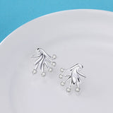 Sterling Silver Plated Earrings Flower Stud Push Back Clasp L697