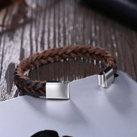 Stainless Steel Leather Bracelet 8 Inches 13MM Slide L382