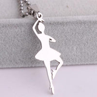 316L Stainless Steel Pendant 0.6X1.64 Inch Ballet Ballerina Necklace 22" B114