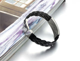 Unisex Men's Women's Stainless Steel Black Silk Weaving Bracelet 8" G8