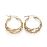 304 Stainless Steel Hoop Earrings Ring Gold 26x25x7.5mm Pin 0.6mm P323