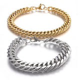 Stainless Steel Cuban Link Chain Bracelet Lobster Silver Gold 8.8" 13mm P240