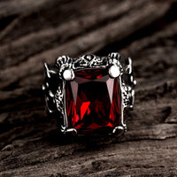 Stainless Steel  Antique Gothic Biker Tribal Ring Black Red Men's Unisex B231