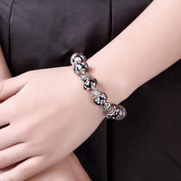 Sterling Silver European Beads Flowers Magnetic Bracelet 8 Inches 2.7MM L102