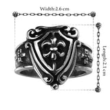 Stainless Steel  Biker Tribal Ring Black Men's Unisex Cross Fleur De Lis B197