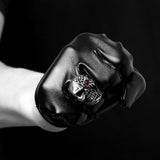 Stainless Steel Gothic Biker Tribal Ring Black Red Men's Unisex Skull Eye B222