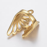 Stainless Steel Rhinestone Ring Wide Band Rings Hollow Butterfly Gold  Z705