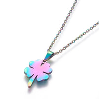 Stainless Steel Set Stud Earring Pendant Necklace Clover 18" ; 10x8mm P2