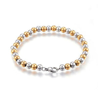 Stainless Steel Ball Bracelet Lobster Gold Silver -7/8inches(200mm)x6mm Z45