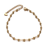 Stainless Steel Ball Beads Chain Bracelet Lobster Gold 8-1/2inches(215mm) Z42