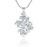 Sterling Silver Plated Necklace Pendant Flower Zirconia 18" 1MM Lobster B369