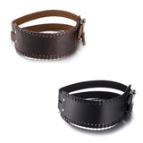 Leather Bracelet  Black Brown 15 Inches 50MM Push button L445