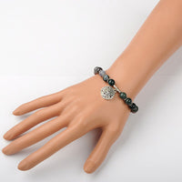 Natural Indian Agate Beads Stretch Bracelets Tibetan Style Alloy Findings P534