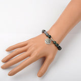 Natural Indian Agate Beads Stretch Bracelets Tibetan Style Alloy Findings P534