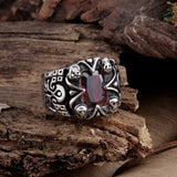 Stainless Steel Gothic Biker Tribal Ring Black Red Men's UnIsex B202