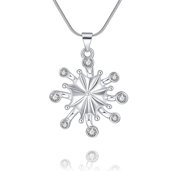 Sterling Silver Plated Necklace  Women's Pendant Flower Drop Lobster Clasp B373