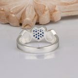 Sterling Silver Plated Blue Zirconia Heart Band Ring Size 8 B76