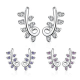 Sterling Silver Plated Purple Earrings Ear Cuff AAA Zirconia Push Back .32" L433