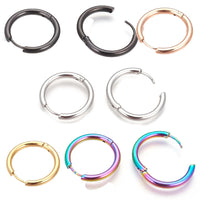 Stainless Steel Hoop Earrings Rose Gold Purple Black Huggie 1" Pin 1mm  P623