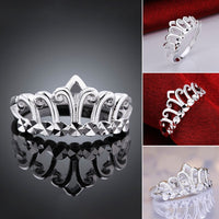 Sterling Silver Plated Fashion Ring Women Crown B132