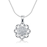 Sterling Silver Plated Necklace Pendant Flower 18 Inches 1MM Lobster B62