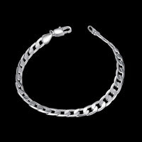 Sterling Silver Plated Bracelet 7.5 Inches 6.4MM Lobster L313