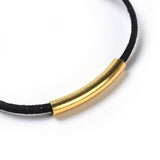 Adjustable Cord Bracelets Rice Beads 304 Stainless Steel Tube Gold Black P532