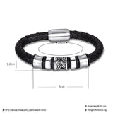 Stainless Steel Leather Bracelet 8 Inches 9MM Magnetic L378