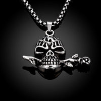 Stainless Steel Necklace Pendant Skull Biker Gothic 23" 3.5MM Lobster Clasp B217