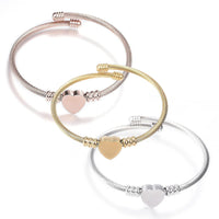 316 Stainless Steel Torque Bangles Heart Flexible Rose Gold Silver 2.2" P281
