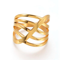 304 Stainless Steel Finger Rings Gold Size 7 17mm  A18