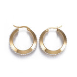 Gold  Stainless Steel Hoop Earrings Polymer Clay Zirconia Ring 27x5mm A187