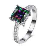 Platinum Plated Fashion Ring Multicolor AAA Zirconia Women B324