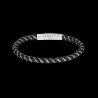 Stainless Steel Leather Bracelet8 Inches 6MM Pop style L399